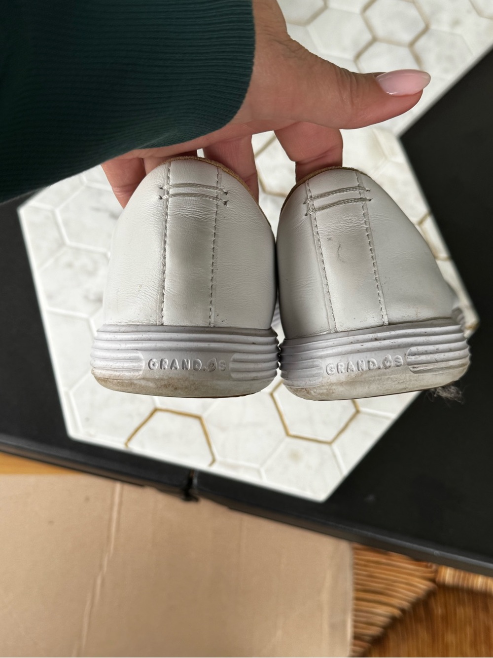 Cole Haan White Leather Lace-Up Sneakers - Picture 3 of 6